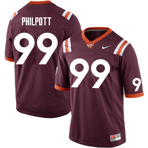 Men #99 Maxx Philpott Virginia Tech Hokies College Football Jerseys Sale-Maroon